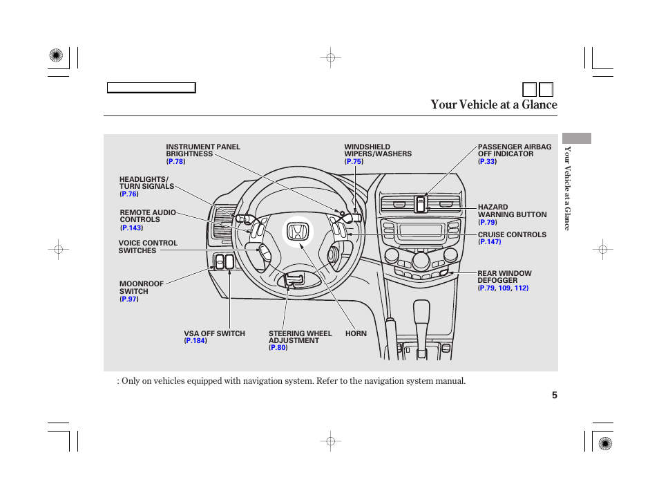 Your vehicle at a glance | HONDA 2007 Accord Hybrid - Owner's Manual User Manual | Page 8 / 287