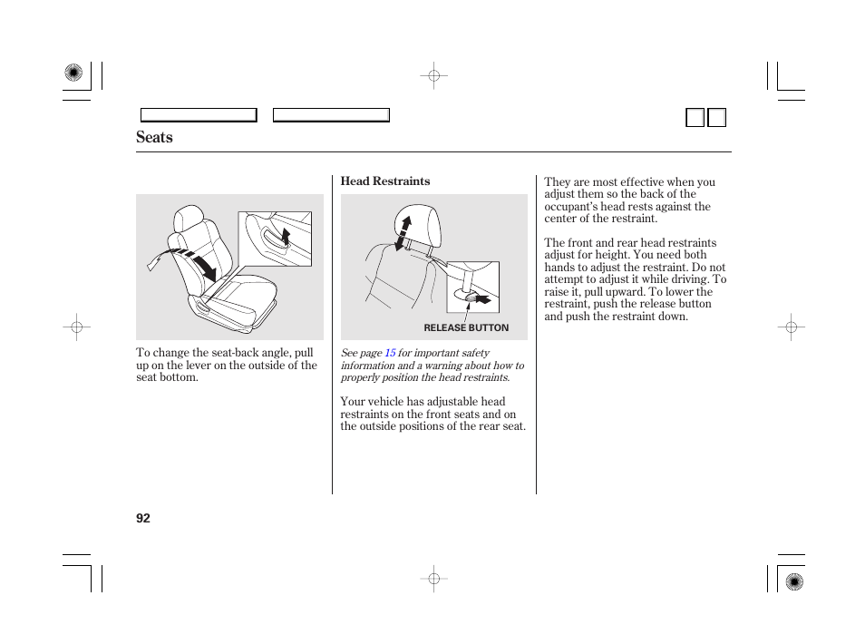 Seats | HONDA 2007 Accord Hybrid - Owner's Manual User Manual | Page 95 / 287