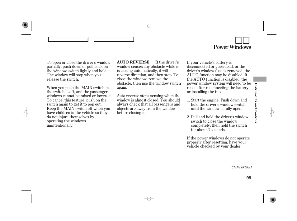 P.98, Parking brake, Power windows | HONDA 2007 Accord Hybrid - Owner's Manual User Manual | Page 98 / 287