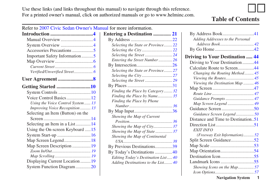 HONDA 2007 Civic - Navigation Manual User Manual | 3 pages