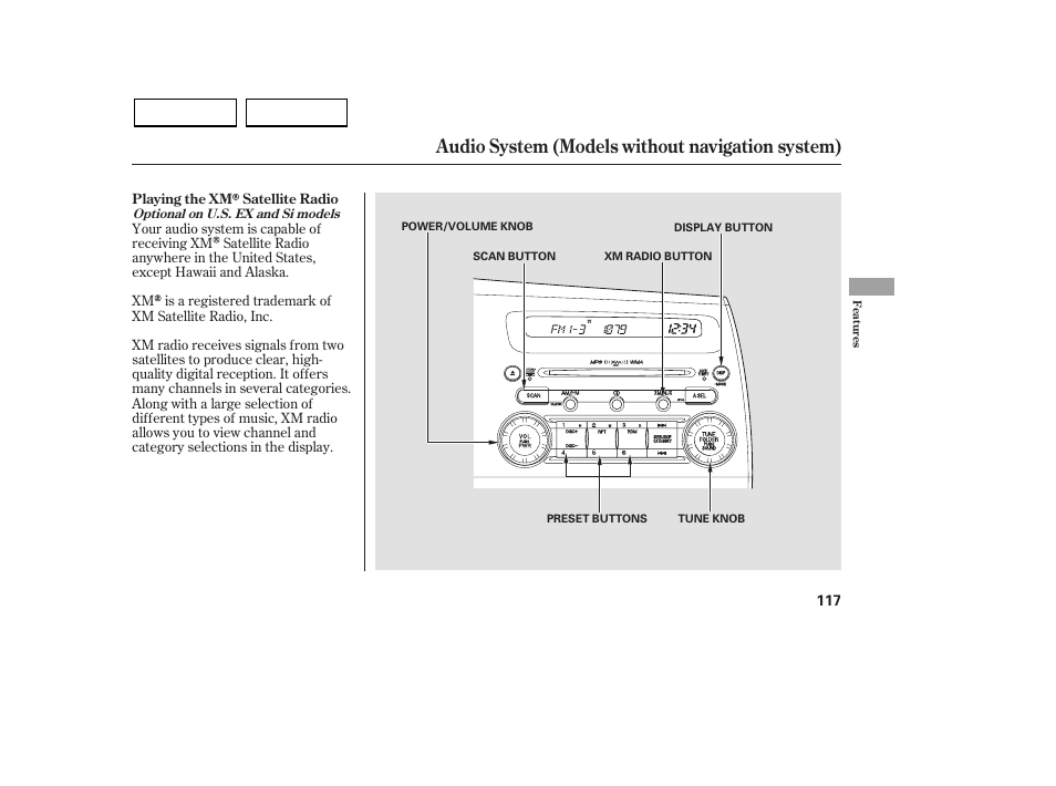 Audio system (models without navigation system) | HONDA 2007 Civic Sedan - Owner's Manual User Manual | Page 120 / 311