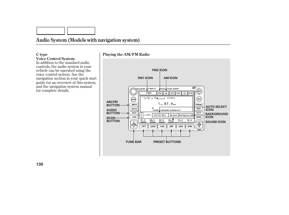 Audio system (models with navigation system) | HONDA 2007 Civic Sedan - Owner's Manual User Manual | Page 133 / 311