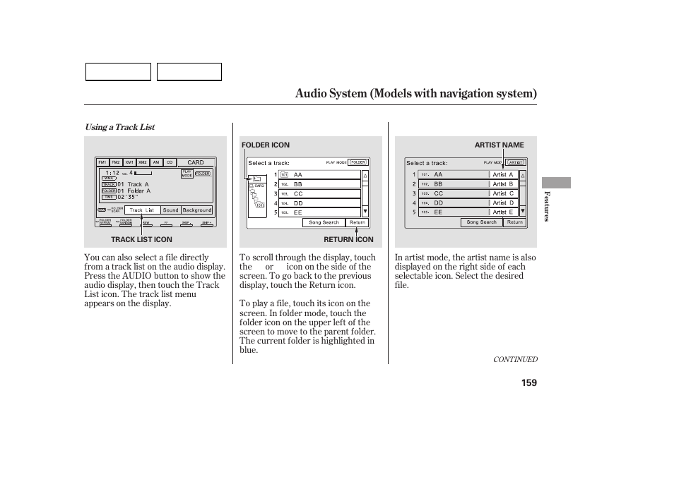 Audio system (models with navigation system) | HONDA 2007 Civic Sedan - Owner's Manual User Manual | Page 162 / 311