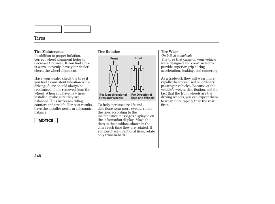 Tires | HONDA 2007 Civic Sedan - Owner's Manual User Manual | Page 251 / 311