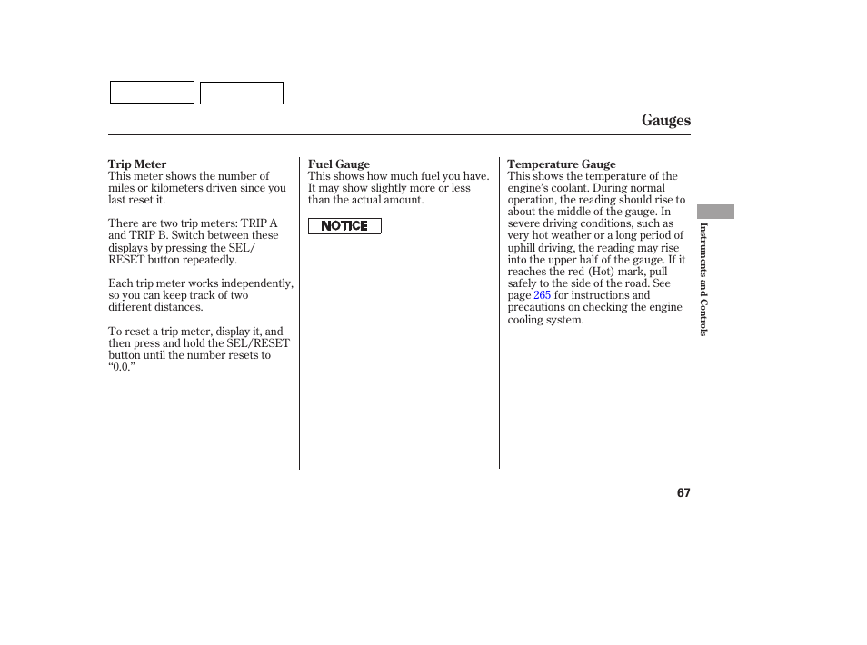 Gauges | HONDA 2007 Civic Sedan - Owner's Manual User Manual | Page 70 / 311