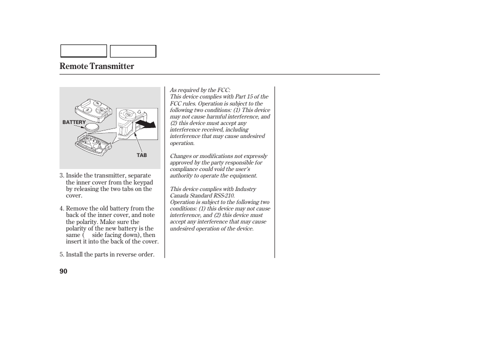 Remote transmitter | HONDA 2007 Civic Sedan - Owner's Manual User Manual | Page 93 / 311