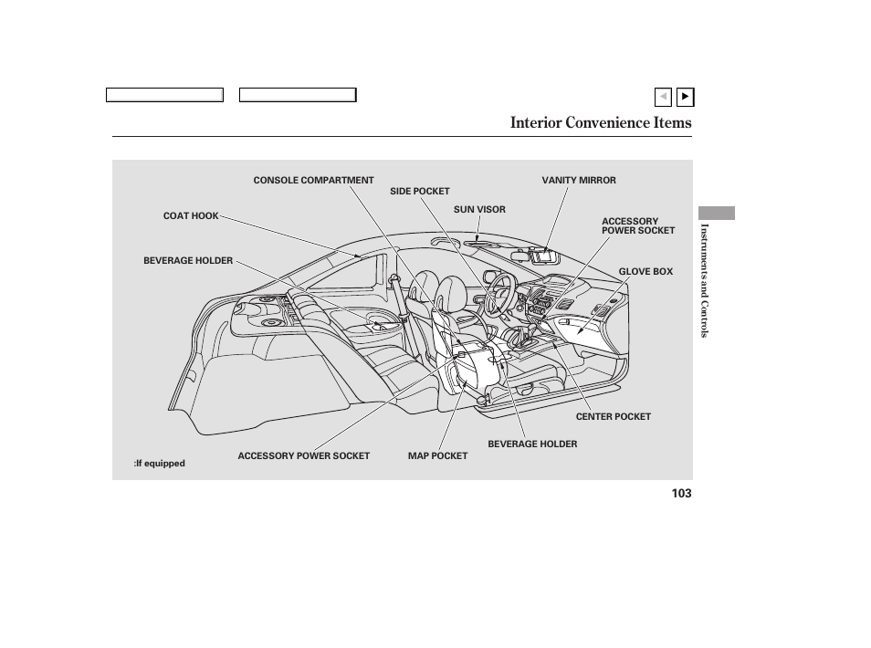 Interior convenience items | HONDA 2007 Civic Coupe - Owner's Manual User Manual | Page 106 / 310