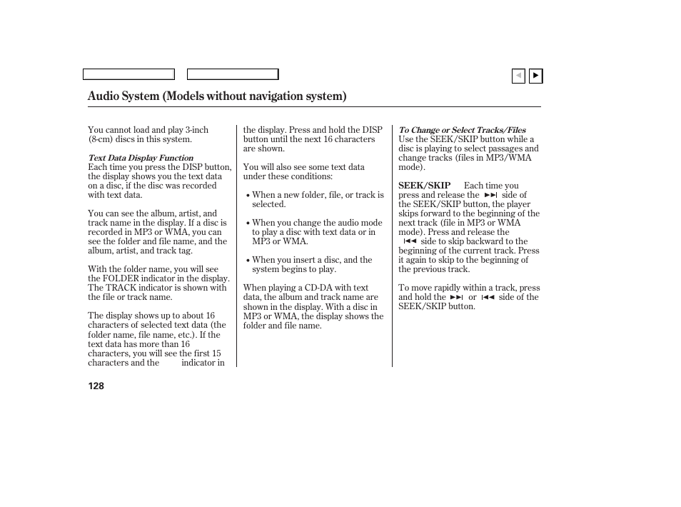 Audio system (models without navigation system) | HONDA 2007 Civic Coupe - Owner's Manual User Manual | Page 131 / 310