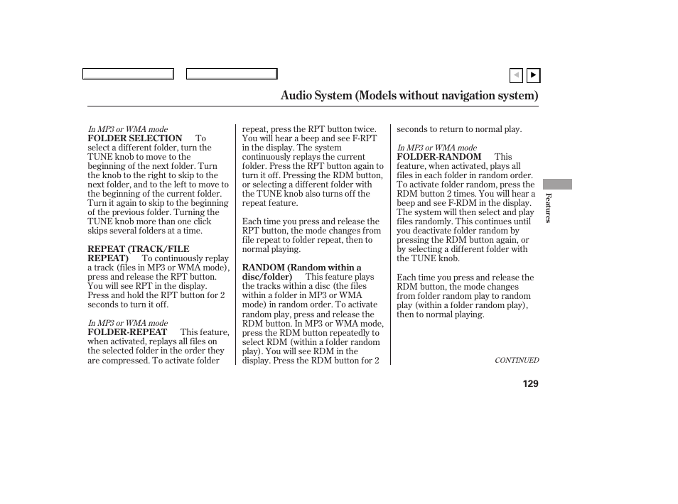 Audio system (models without navigation system) | HONDA 2007 Civic Coupe - Owner's Manual User Manual | Page 132 / 310