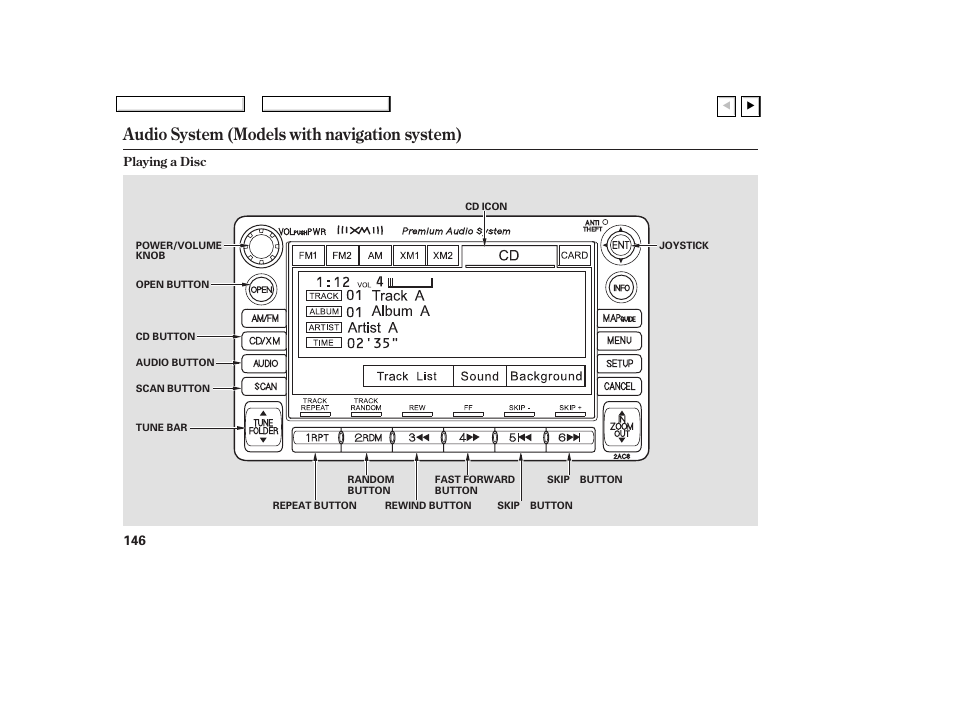 Audio system (models with navigation system) | HONDA 2007 Civic Coupe - Owner's Manual User Manual | Page 149 / 310