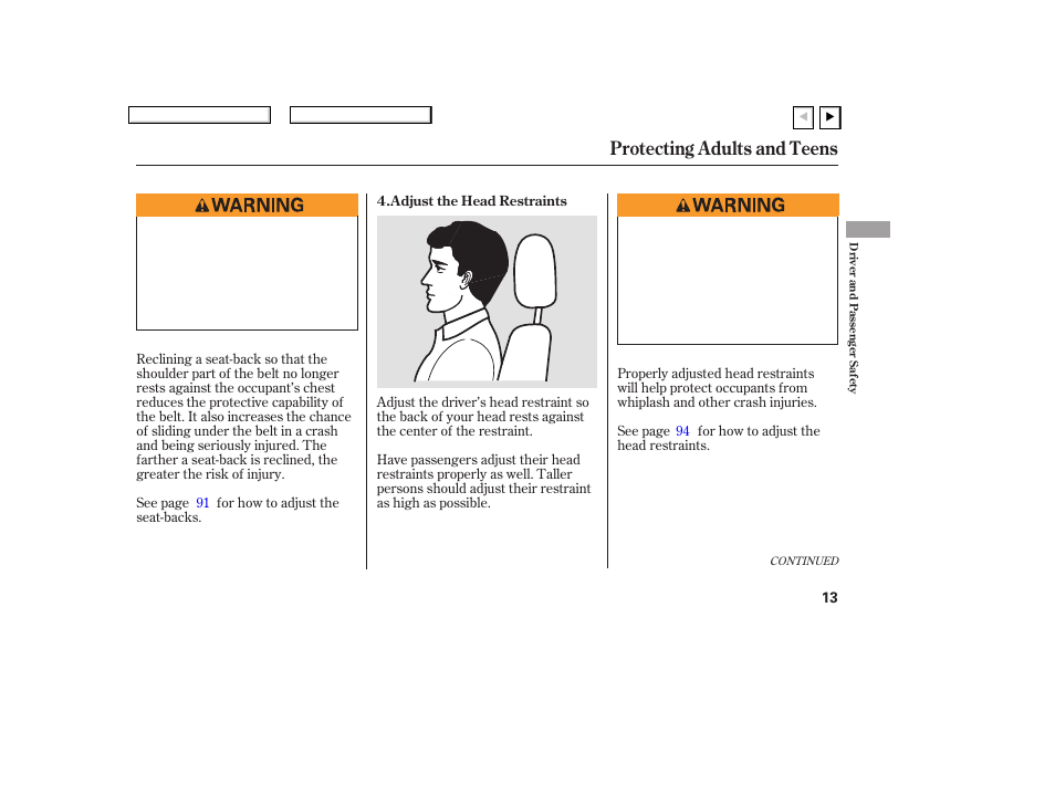 Protecting adults and teens | HONDA 2007 Civic Coupe - Owner's Manual User Manual | Page 16 / 310