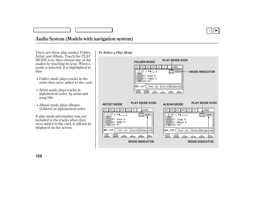 Audio system (models with navigation system) | HONDA 2007 Civic Coupe - Owner's Manual User Manual | Page 161 / 310