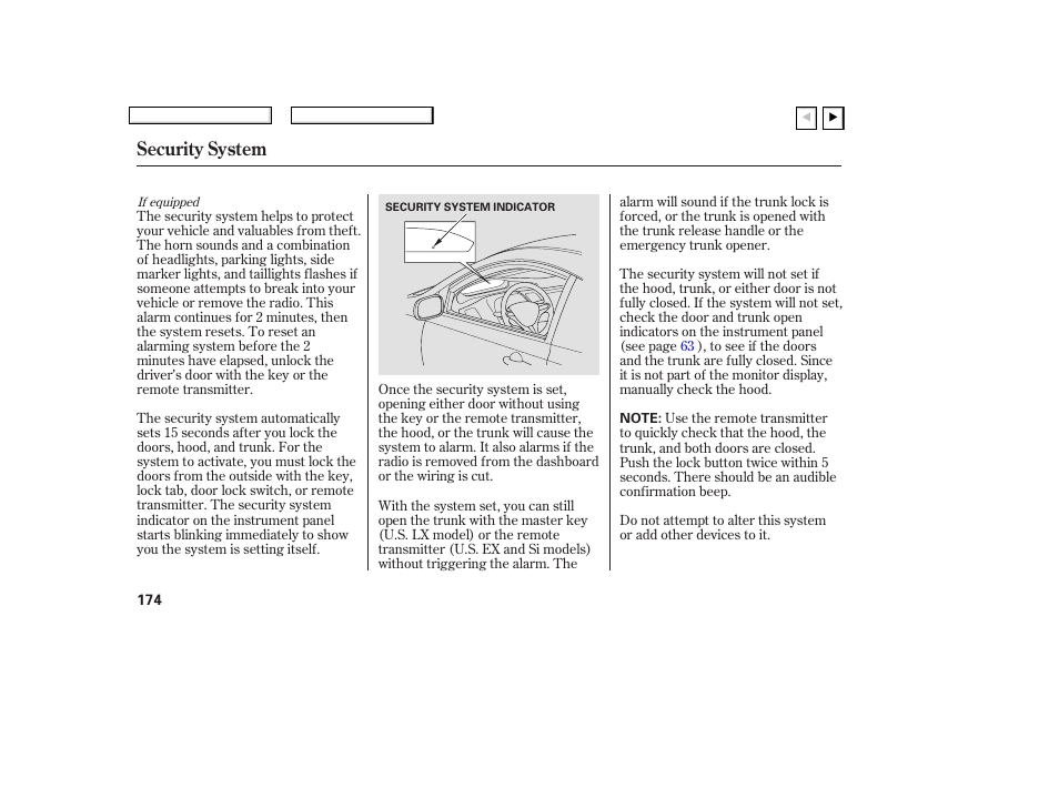 Security system | HONDA 2007 Civic Coupe - Owner's Manual User Manual | Page 177 / 310