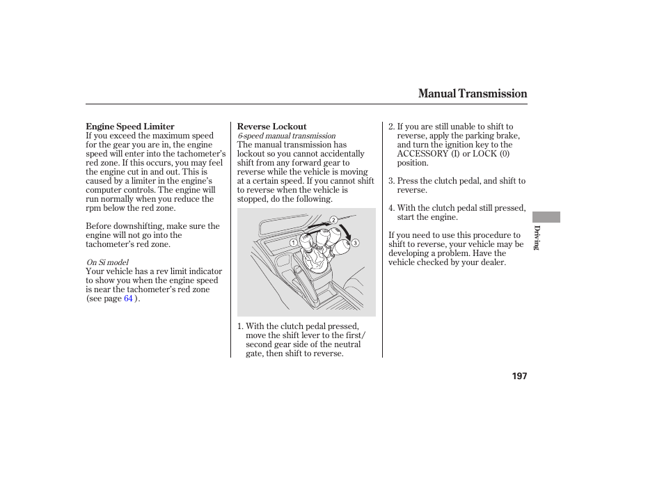 Manual transmission | HONDA 2007 Civic Coupe - Owner's Manual User Manual | Page 200 / 310