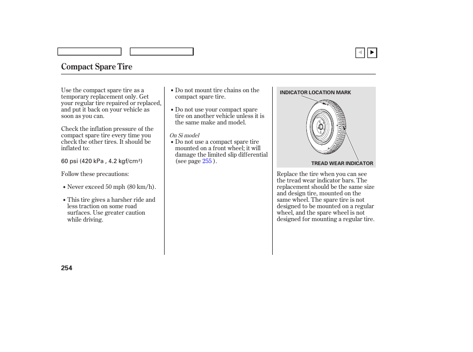 Compact spare tire | HONDA 2007 Civic Coupe - Owner's Manual User Manual | Page 257 / 310