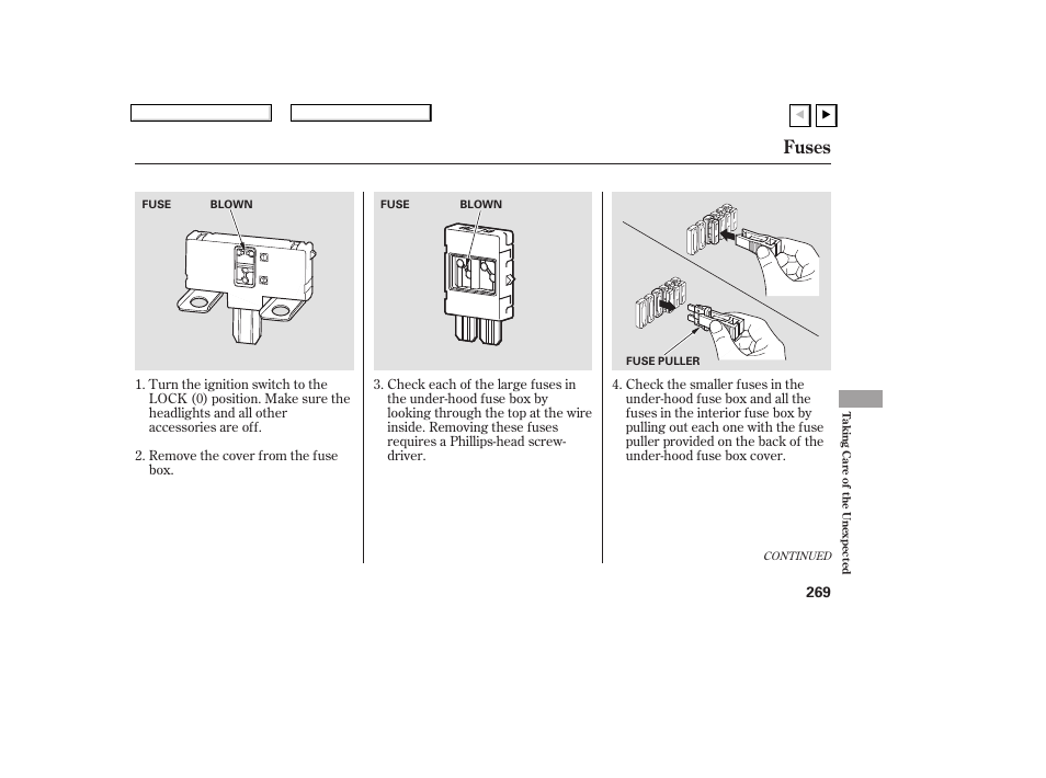 Fuses | HONDA 2007 Civic Coupe - Owner's Manual User Manual | Page 272 / 310