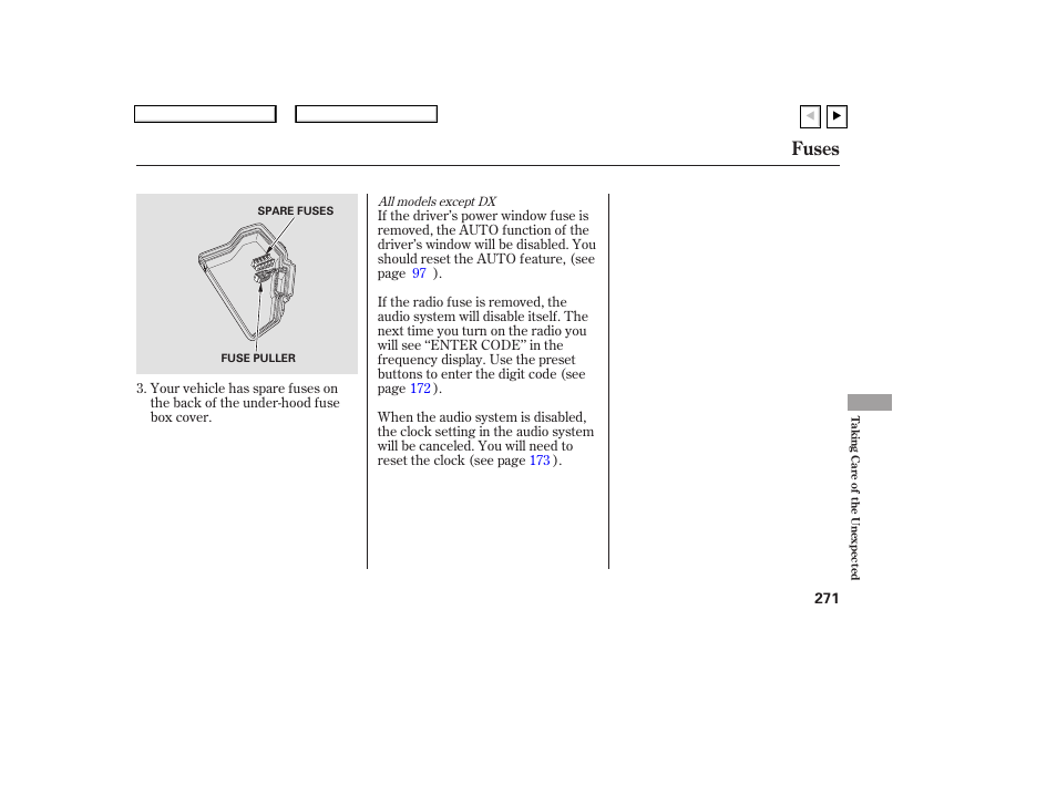 Fuses | HONDA 2007 Civic Coupe - Owner's Manual User Manual | Page 274 / 310