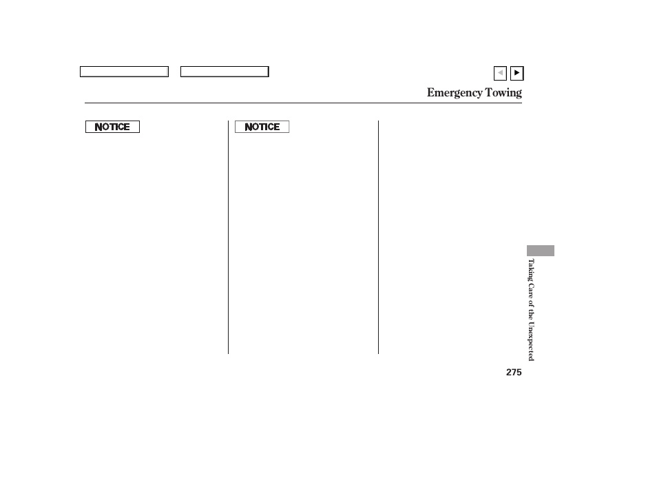 Emergency towing | HONDA 2007 Civic Coupe - Owner's Manual User Manual | Page 278 / 310