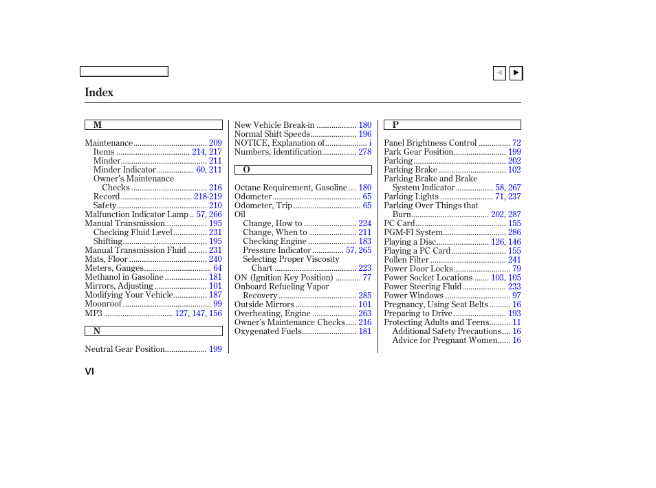 Index | HONDA 2007 Civic Coupe - Owner's Manual User Manual | Page 305 / 310