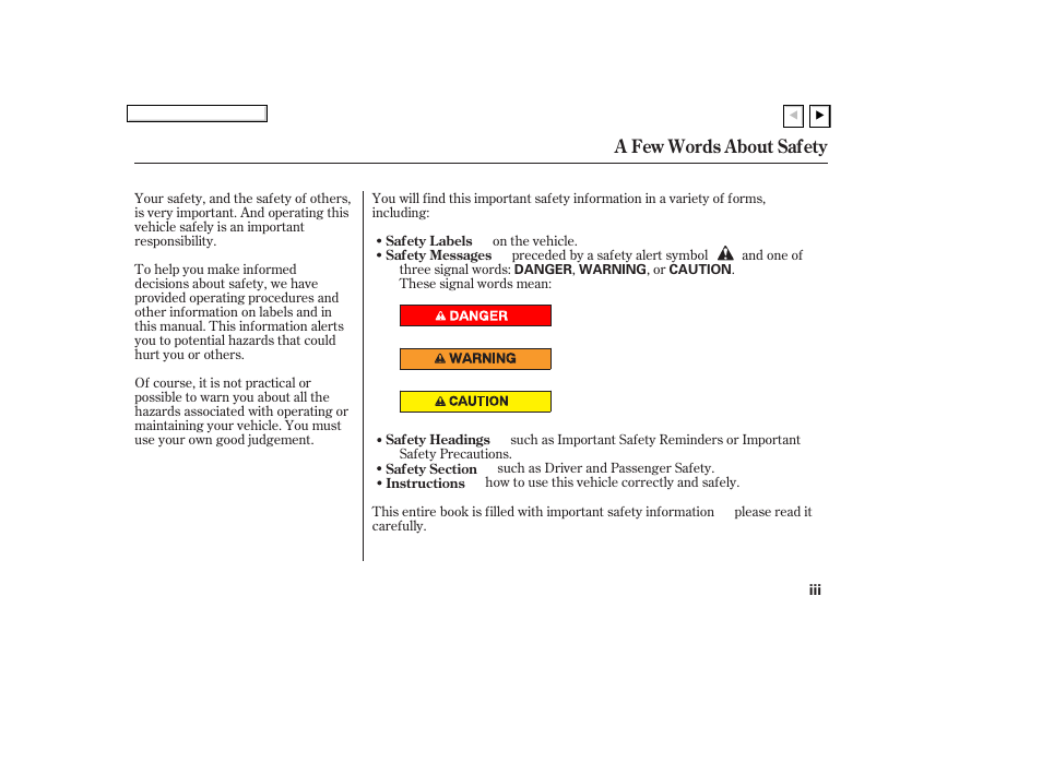 A few words about safety | HONDA 2007 Civic Coupe - Owner's Manual User Manual | Page 5 / 310