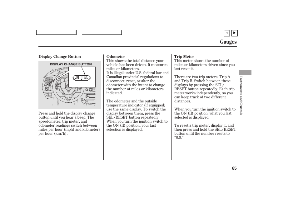 Gauges | HONDA 2007 Civic Coupe - Owner's Manual User Manual | Page 68 / 310