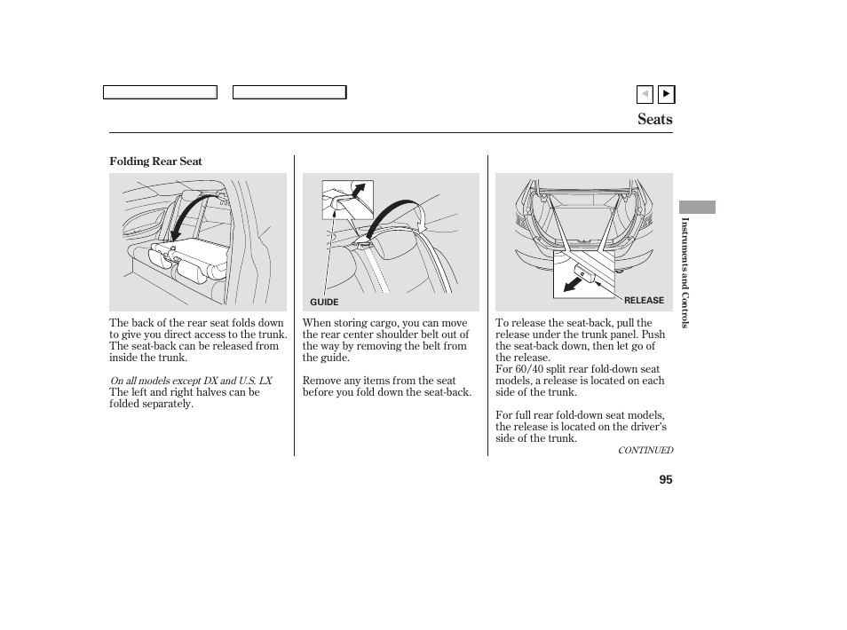 Seats | HONDA 2007 Civic Coupe - Owner's Manual User Manual | Page 98 / 310