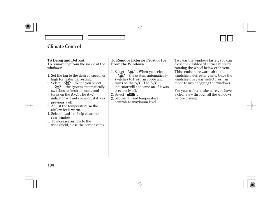 Climate control | HONDA 2007 Civic Hybrid - Owner's Manual User Manual | Page 107 / 268