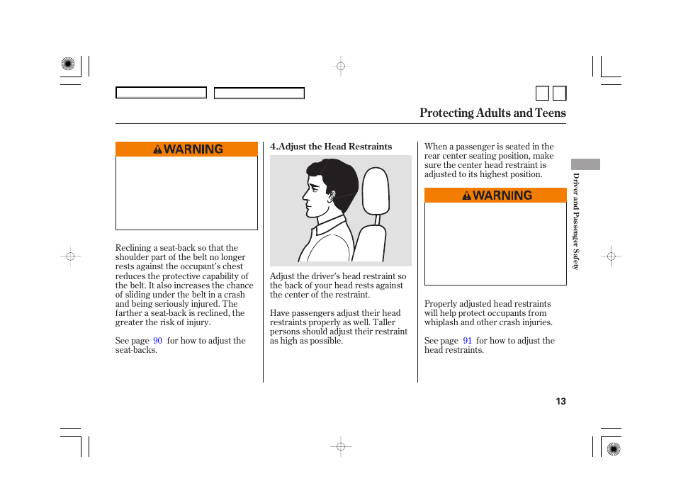 Protecting adults and teens | HONDA 2007 Civic Hybrid - Owner's Manual User Manual | Page 16 / 268