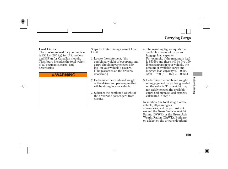 Carrying cargo | HONDA 2007 Civic Hybrid - Owner's Manual User Manual | Page 162 / 268