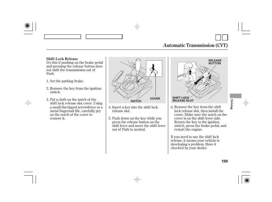Automatic transmission (cvt) | HONDA 2007 Civic Hybrid - Owner's Manual User Manual | Page 172 / 268