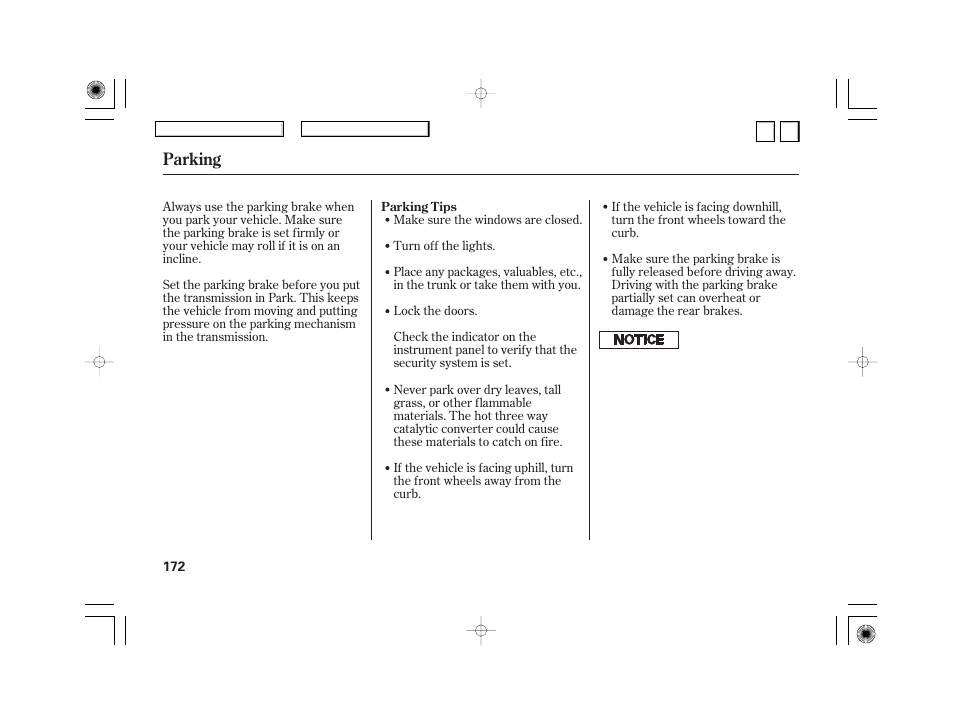 Parking | HONDA 2007 Civic Hybrid - Owner's Manual User Manual | Page 175 / 268