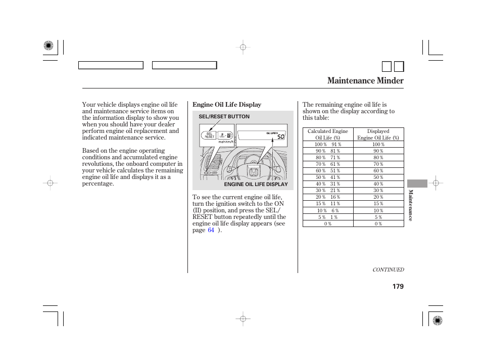 Maintenance minder | HONDA 2007 Civic Hybrid - Owner's Manual User Manual | Page 182 / 268