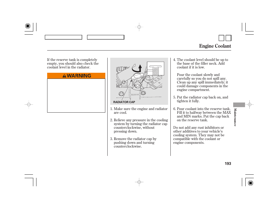 Engine coolant | HONDA 2007 Civic Hybrid - Owner's Manual User Manual | Page 196 / 268