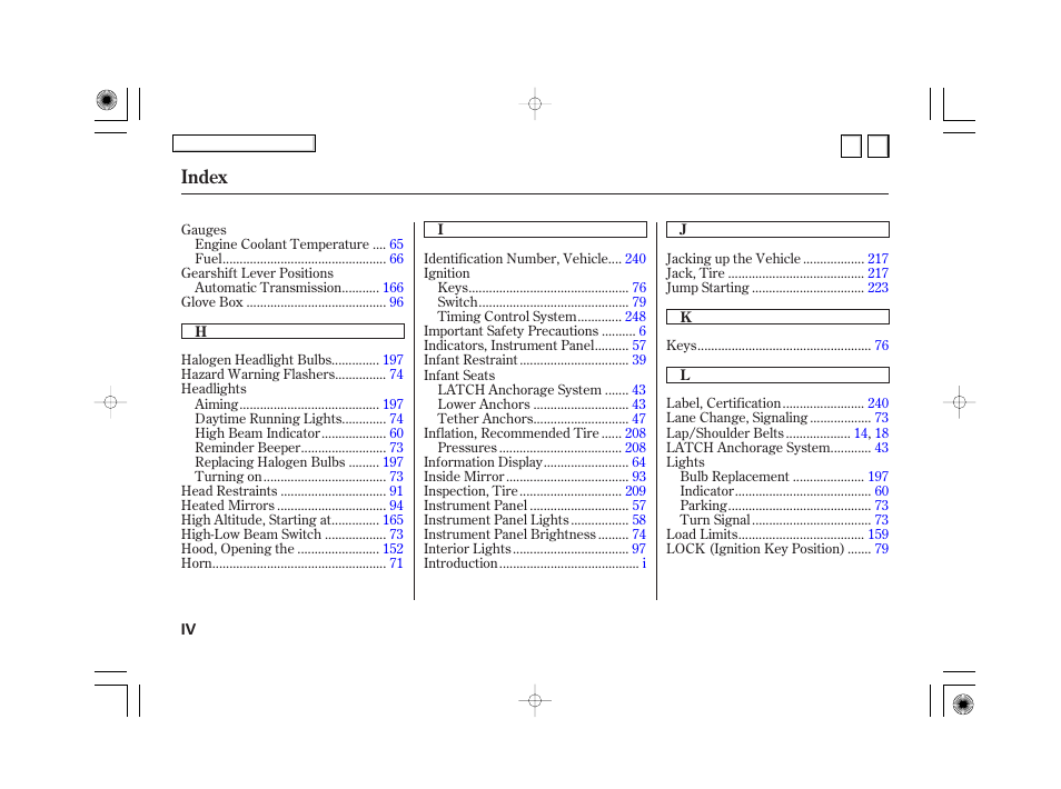 Index | HONDA 2007 Civic Hybrid - Owner's Manual User Manual | Page 263 / 268