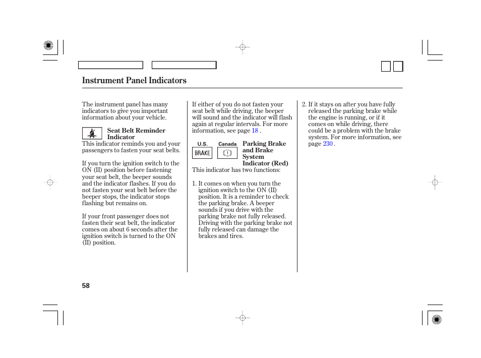 Instrument panel indicators | HONDA 2007 Civic Hybrid - Owner's Manual User Manual | Page 61 / 268