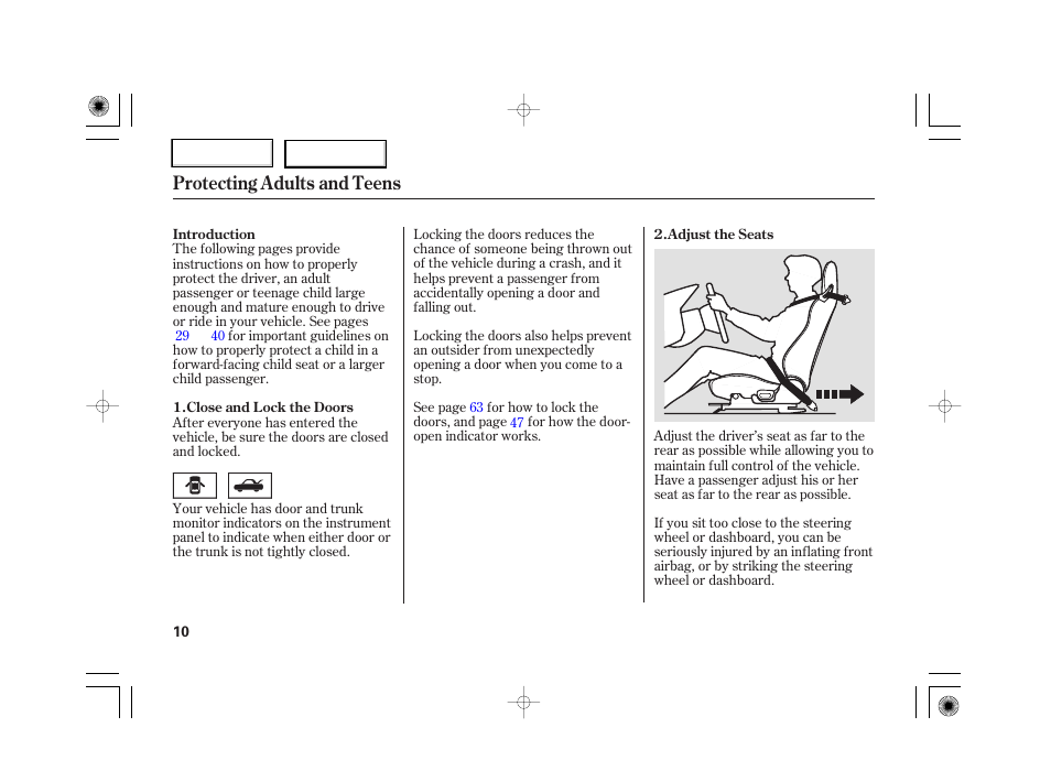 Protecting adults and teens | HONDA 2007 S2000 - Owner's Manual User Manual | Page 13 / 228