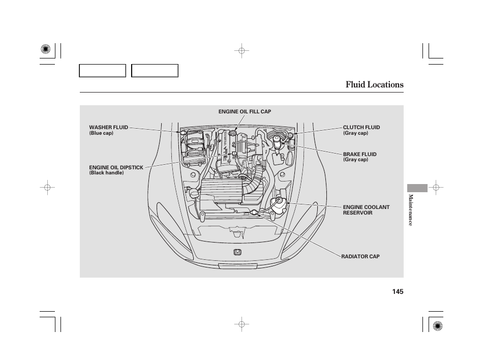 Fluid locations | HONDA 2007 S2000 - Owner's Manual User Manual | Page 148 / 228