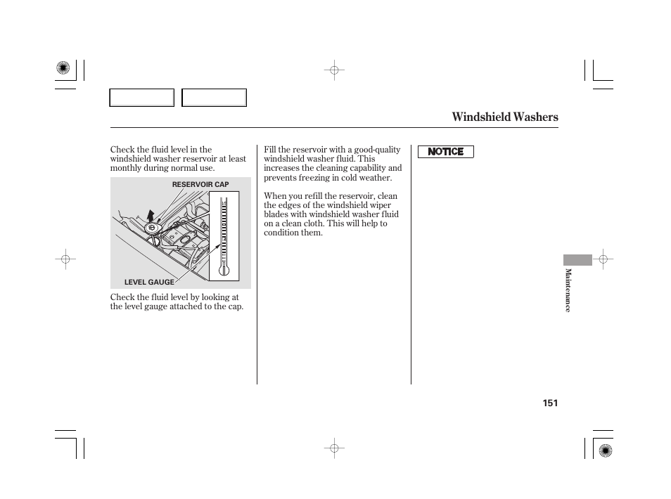 Windshield washers | HONDA 2007 S2000 - Owner's Manual User Manual | Page 154 / 228