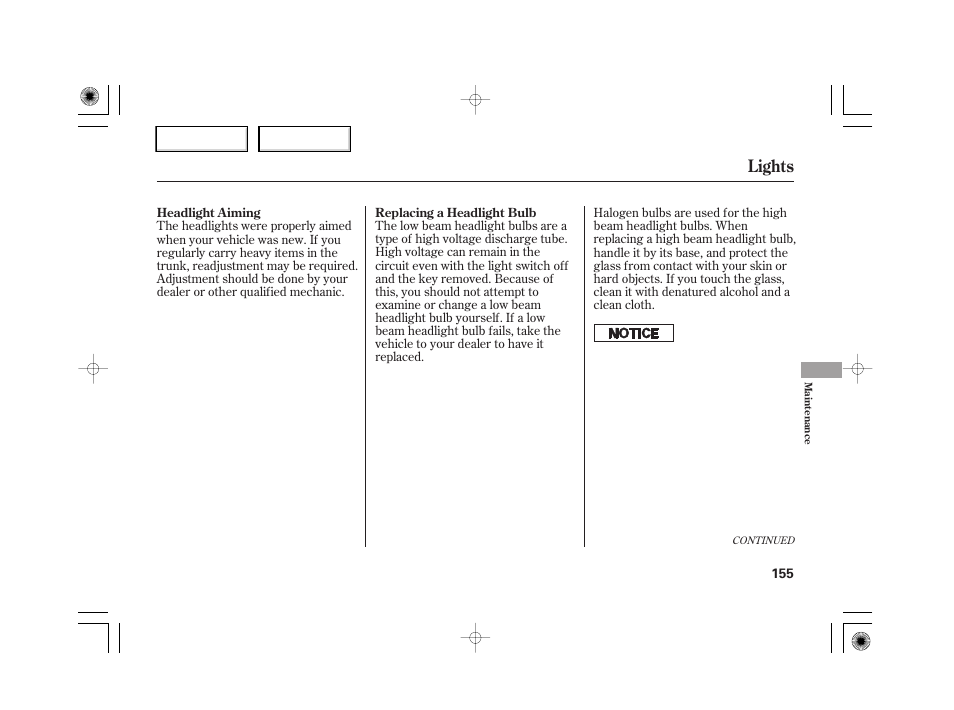 Lights | HONDA 2007 S2000 - Owner's Manual User Manual | Page 158 / 228