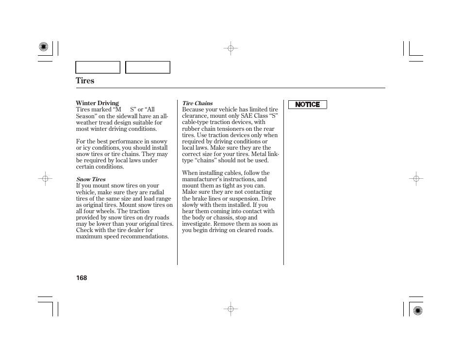 Tires | HONDA 2007 S2000 - Owner's Manual User Manual | Page 171 / 228