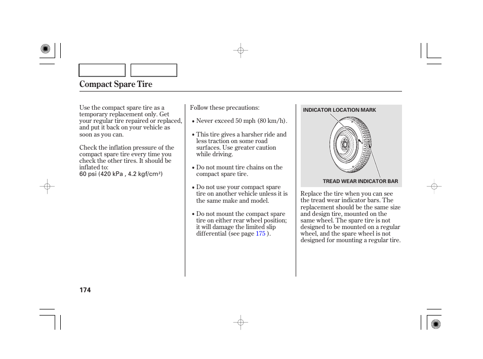 Compact spare tire | HONDA 2007 S2000 - Owner's Manual User Manual | Page 177 / 228