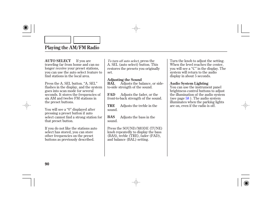 Playing the am/fm radio | HONDA 2007 S2000 - Owner's Manual User Manual | Page 93 / 228