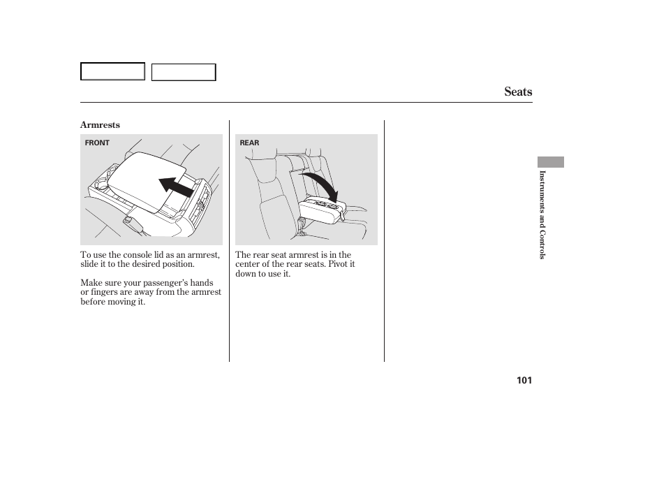 Seats | HONDA 2007 Ridgeline - Owner's Manual User Manual | Page 105 / 331