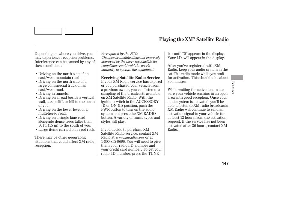 Playing the xm satellite radio | HONDA 2007 Ridgeline - Owner's Manual User Manual | Page 151 / 331