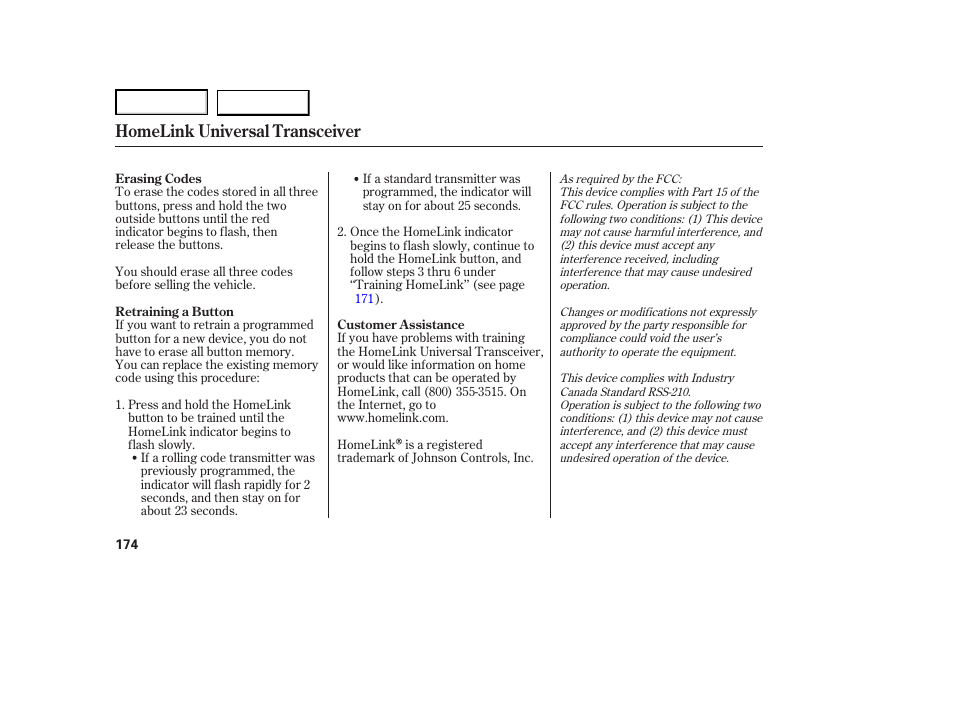 Homelink universal transceiver | HONDA 2007 Ridgeline - Owner's Manual User Manual | Page 178 / 331