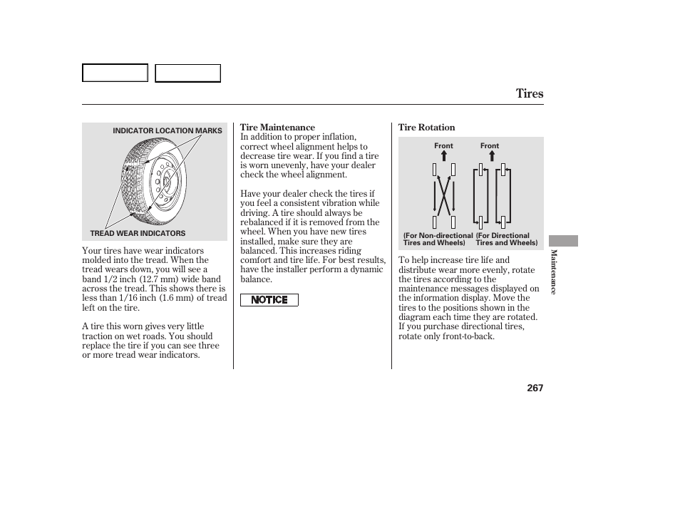 Jc0707o00267a, Tires | HONDA 2007 Ridgeline - Owner's Manual User Manual | Page 271 / 331