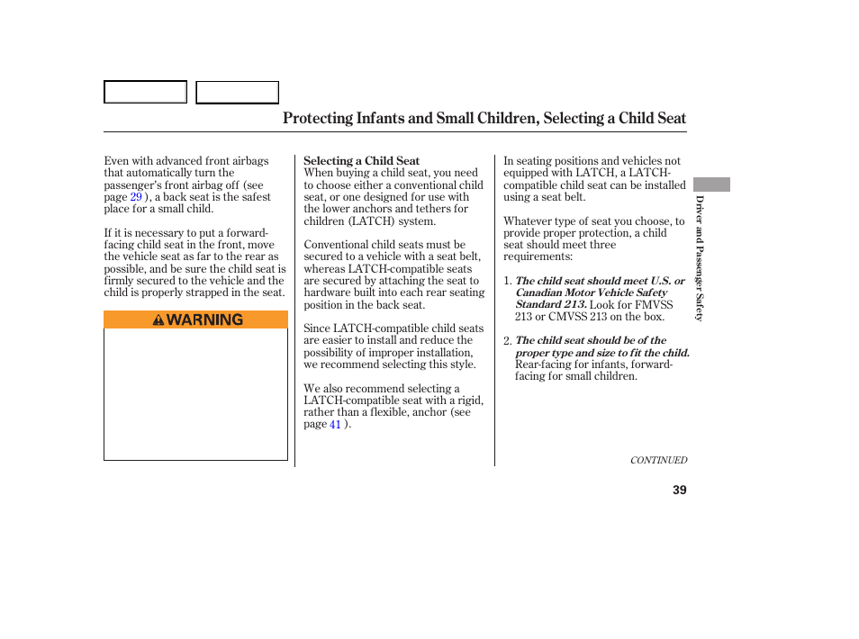 HONDA 2007 Ridgeline - Owner's Manual User Manual | Page 43 / 331