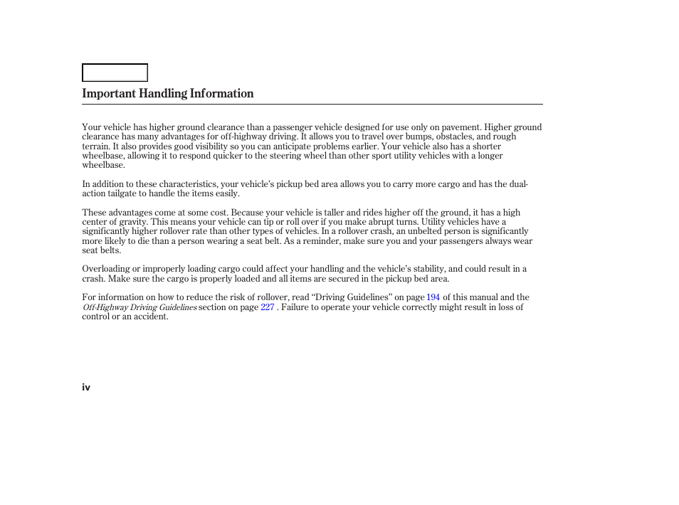 Important handling information | HONDA 2007 Ridgeline - Owner's Manual User Manual | Page 6 / 331