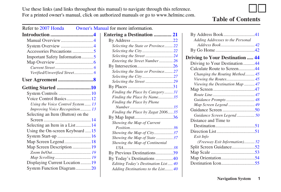 HONDA 2007 Pilot - Navigation Manual User Manual | 3 pages