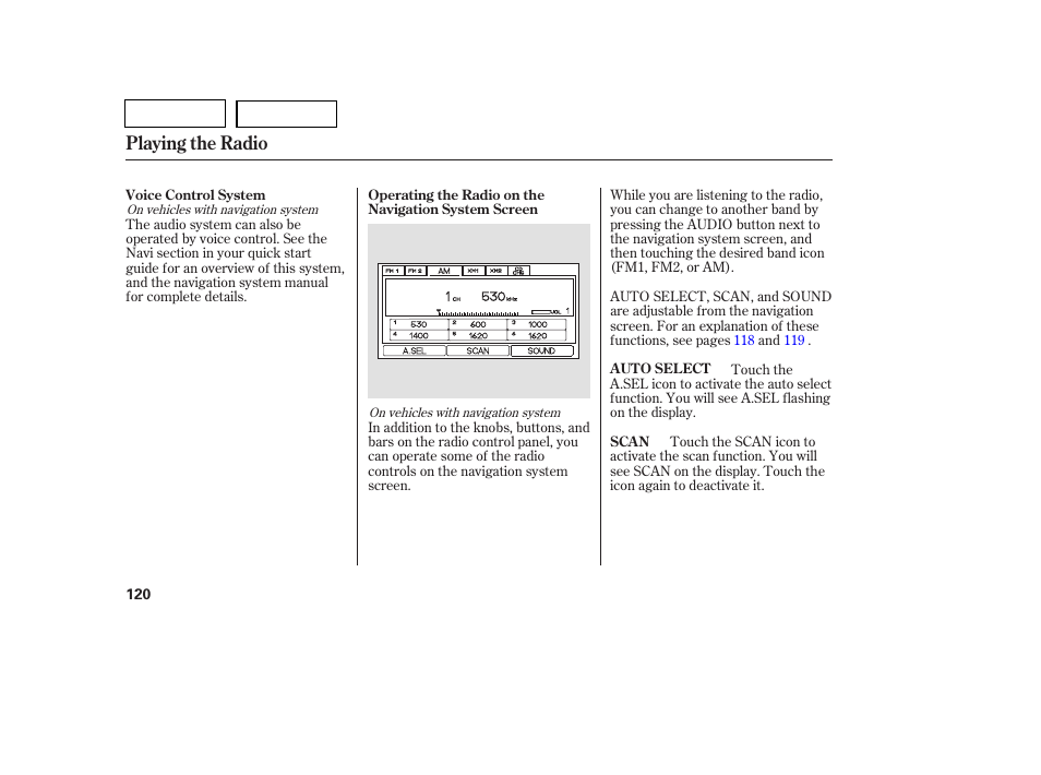 Playing the radio | HONDA 2007 Pilot - Owner's Manual User Manual | Page 123 / 319